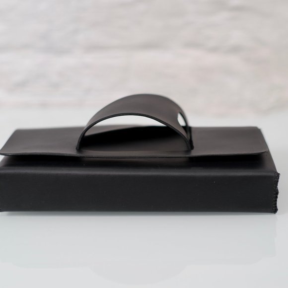 The Clutch in Satin Black Leather - glove clutch, handcrafted, stunning! - Picture 7 of 16